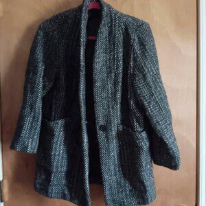 Women H&M Black & White Herringbone Knit Blazer Jacket in Size 8
